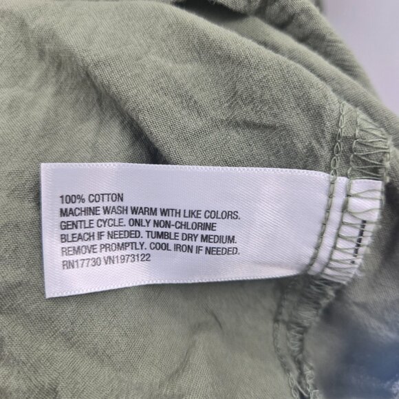 Ava and Viv Green V-Neck Buttoned Belted 100% Cotton Midi Dress 3x - Picture 10 of 12